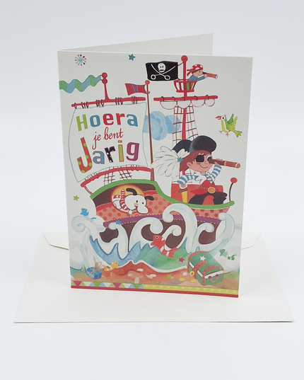 Greeting card hooray, boat children (F10032)