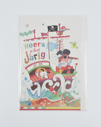 Greeting card hooray, boat children (F10032)