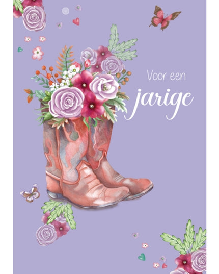 Greeting card birthday girl and boot (F10034)