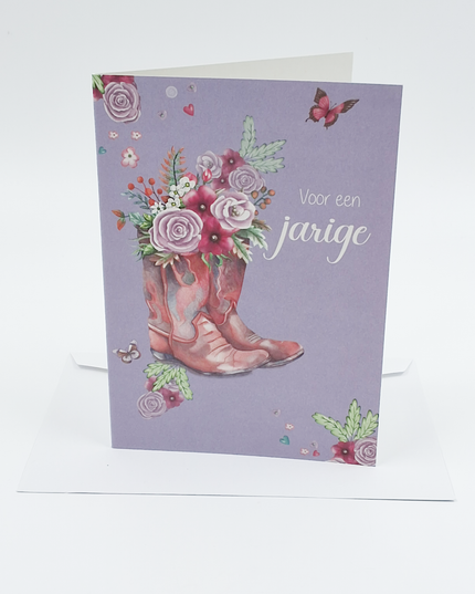 Greeting card birthday girl and boot (F10034)