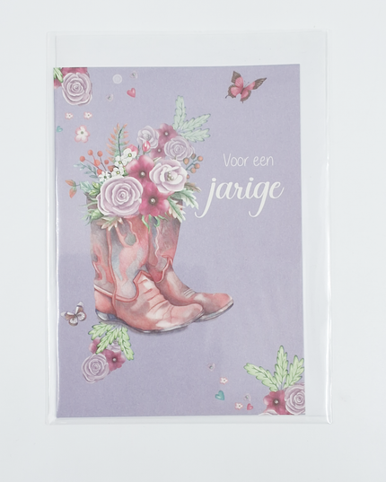 Greeting card birthday girl and boot (F10034)