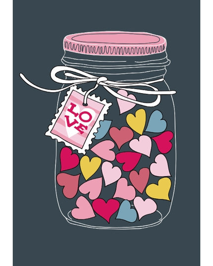 Greeting card jar with hearts (F10036)