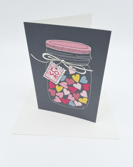 Greeting card jar with hearts (F10036)