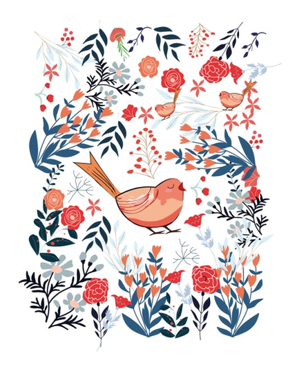 Wenskaart vogel met bloemen (F10038)