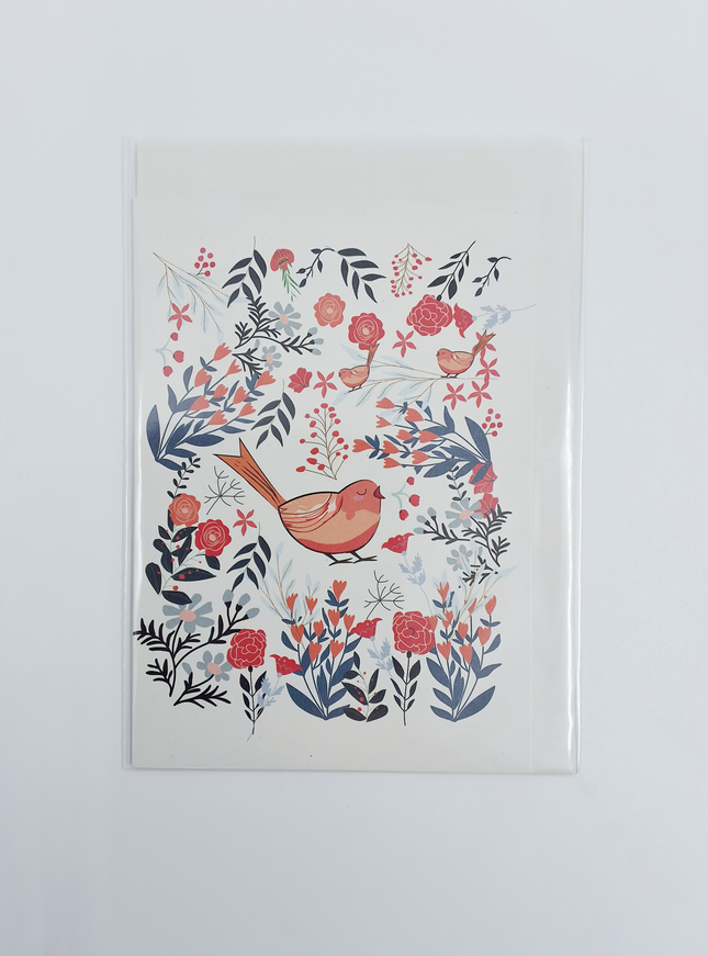 Wenskaart vogel met bloemen (F10038)