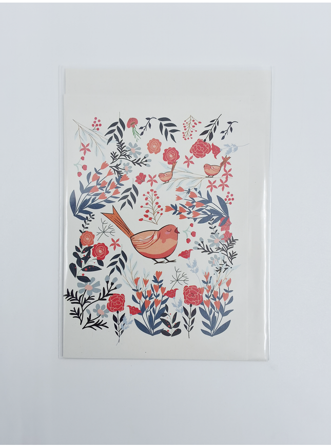 Wenskaart vogel met bloemen (F10038)