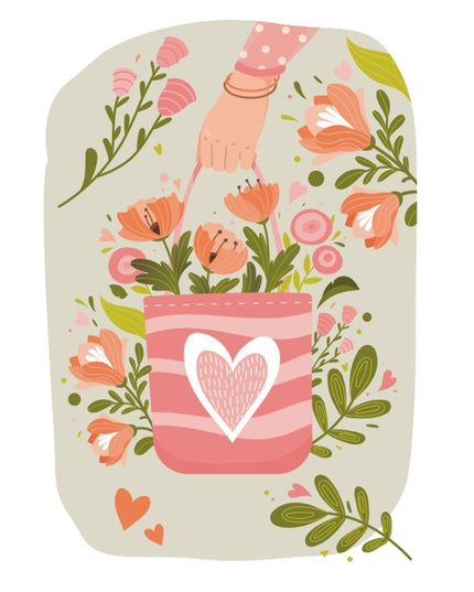 Wenskaart tas met bloemen (F10042)