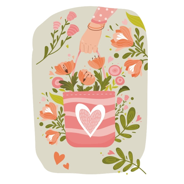 Wenskaart tas met bloemen (F10042)