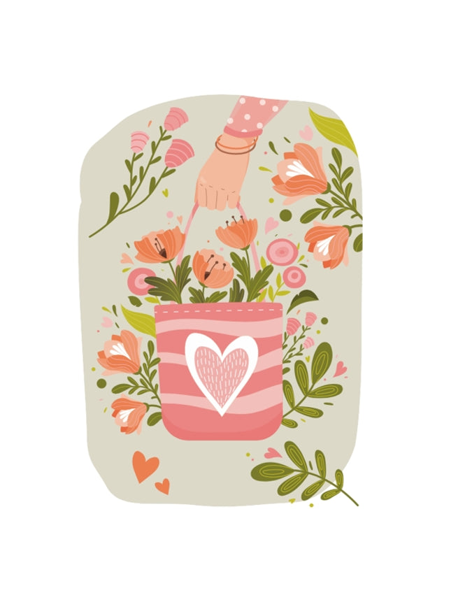 Wenskaart tas met bloemen (F10042)