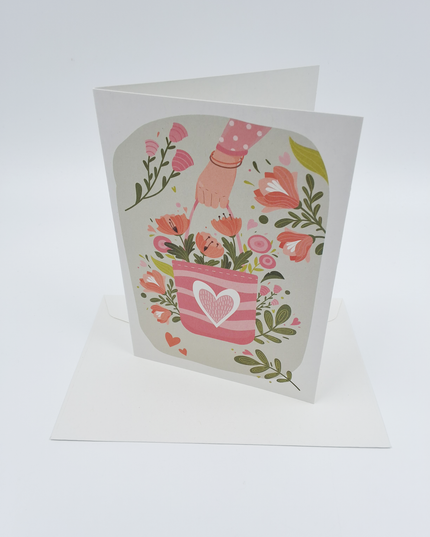 Wenskaart tas met bloemen (F10042)