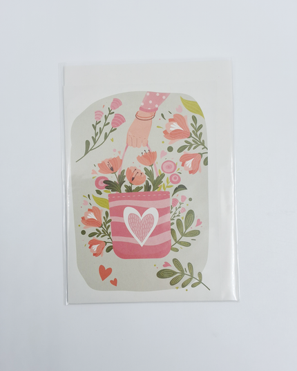 Wenskaart tas met bloemen (F10042)