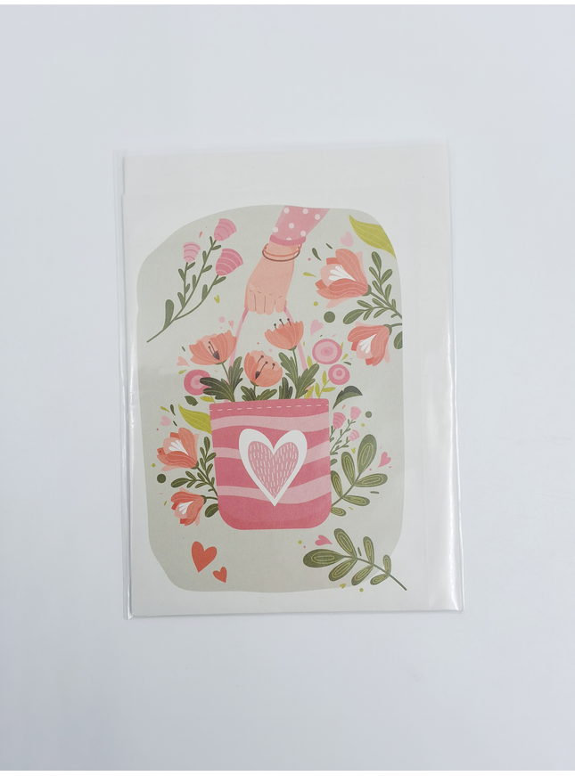 Wenskaart tas met bloemen (F10042)