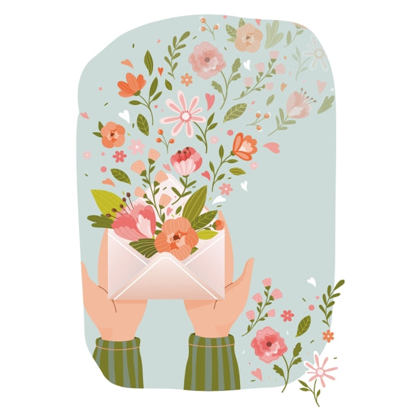 Wenskaart envelop met bloemen (F10043)