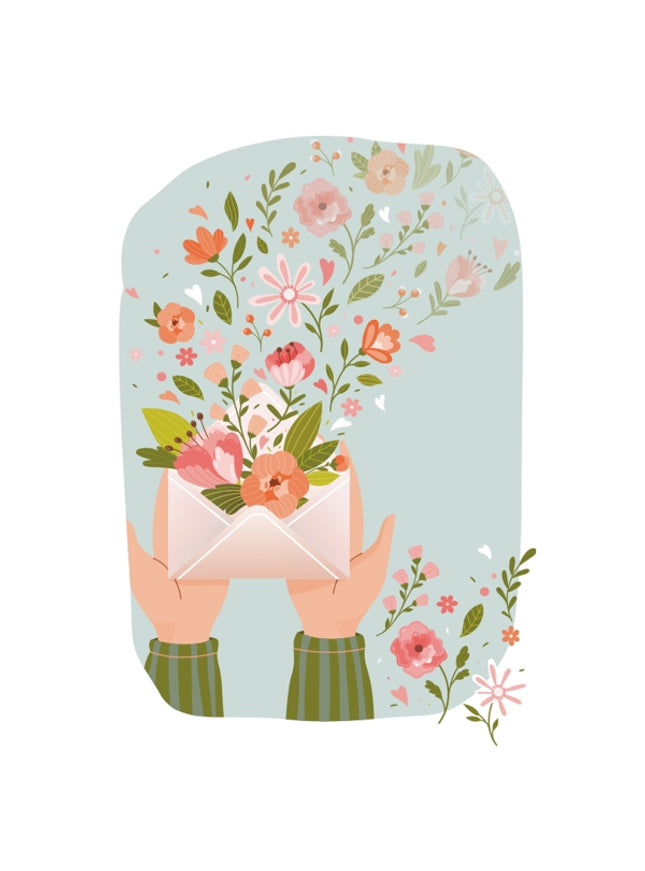 Wenskaart envelop met bloemen (F10043)