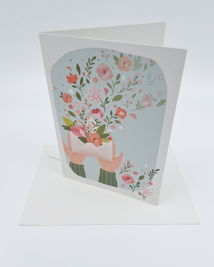 Wenskaart envelop met bloemen (F10043)