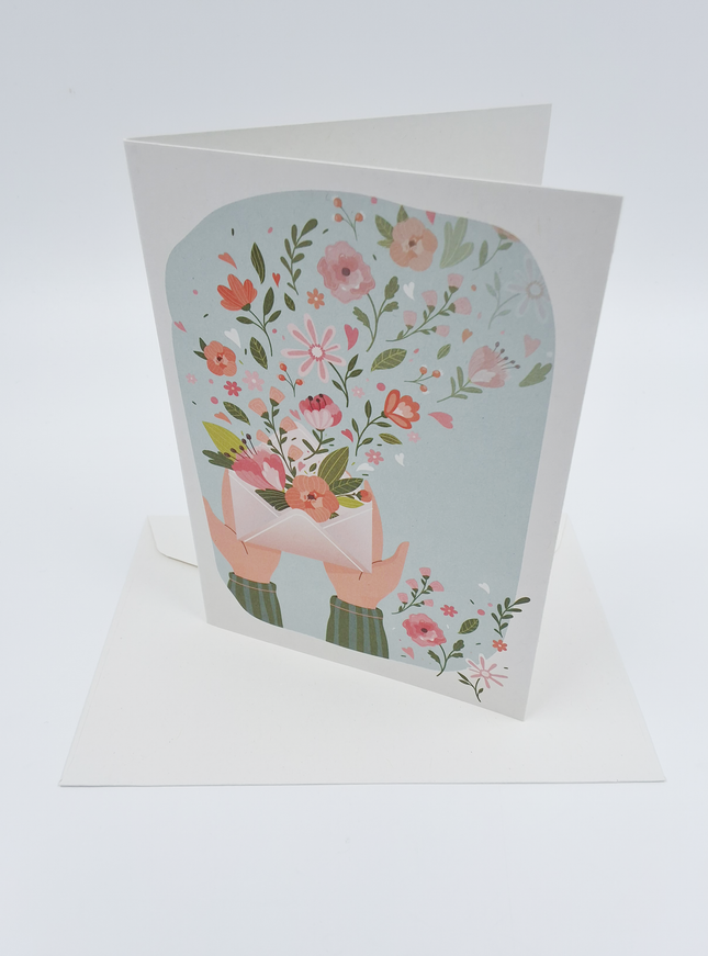 Wenskaart envelop met bloemen (F10043)