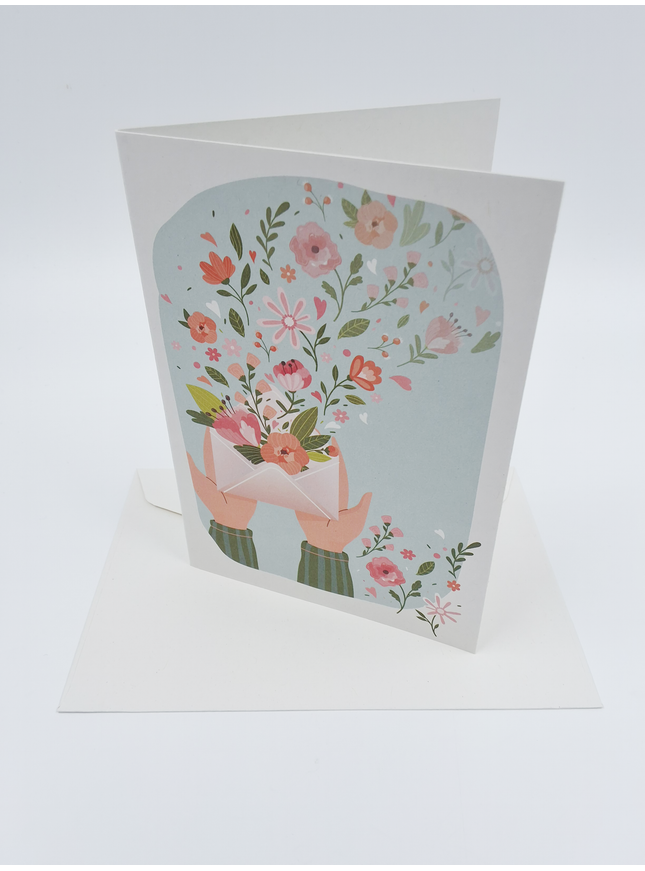 Wenskaart envelop met bloemen (F10043)