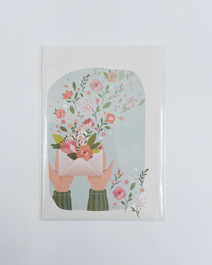 Wenskaart envelop met bloemen (F10043)