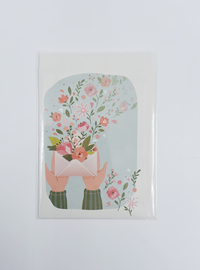 Wenskaart envelop met bloemen (F10043)