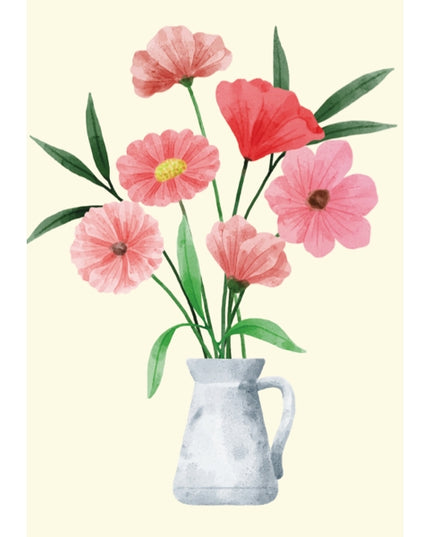 Wenskaart bloemen met vaas (F10045)