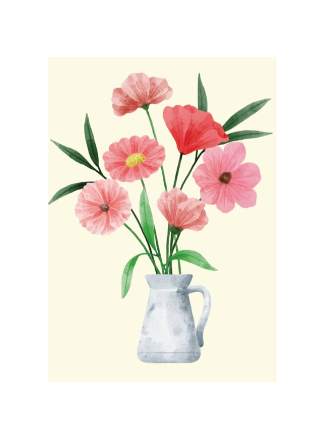 Wenskaart bloemen met vaas (F10045)