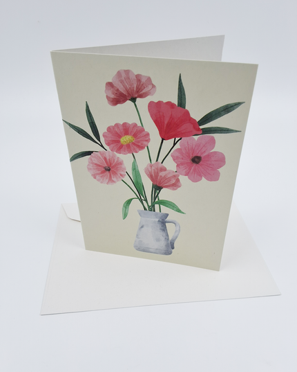 Wenskaart bloemen met vaas (F10045)