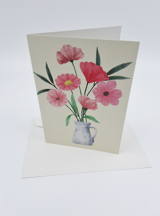 Wenskaart bloemen met vaas (F10045)