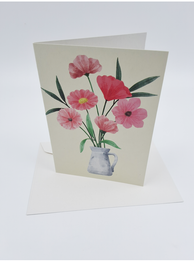 Wenskaart bloemen met vaas (F10045)