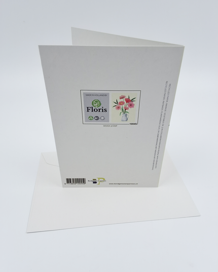 Wenskaart bloemen met vaas (F10045)