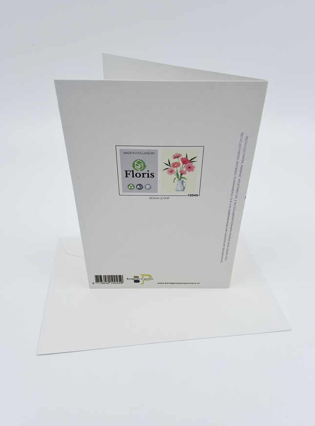 Wenskaart bloemen met vaas (F10045)