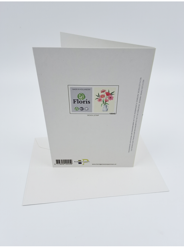 Wenskaart bloemen met vaas (F10045)