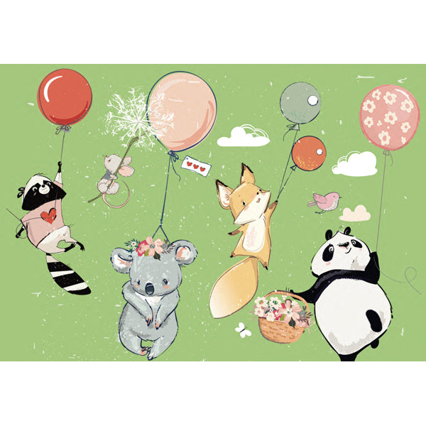 Wenskaart dieren met ballon (F10055)
