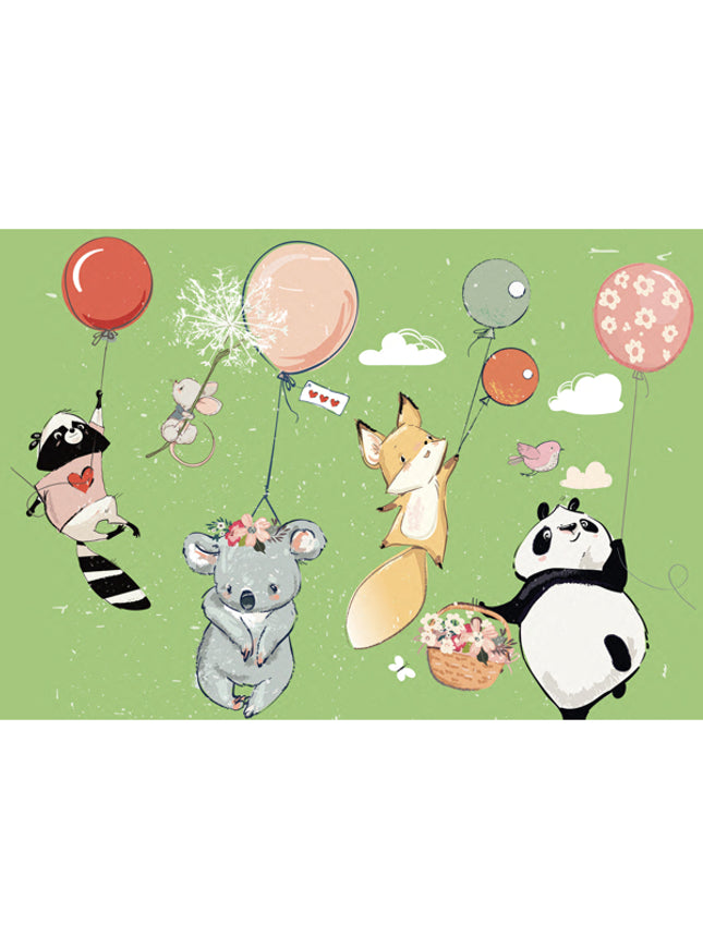 Wenskaart dieren met ballon (F10055)