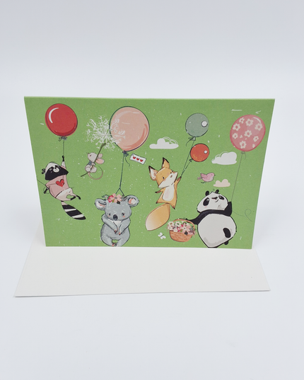 Wenskaart dieren met ballon (F10055)