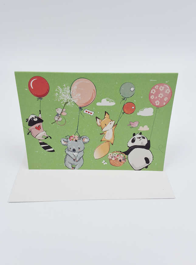 Wenskaart dieren met ballon (F10055)