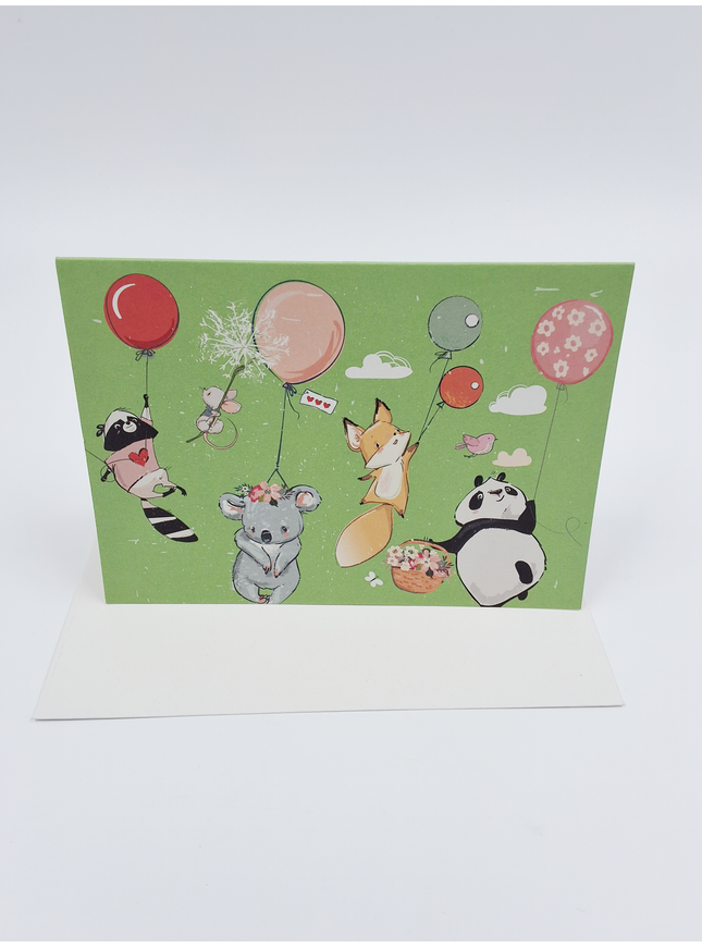 Wenskaart dieren met ballon (F10055)