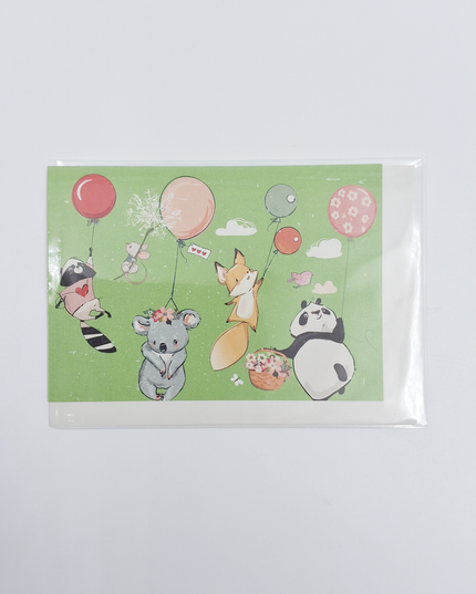 Wenskaart dieren met ballon (F10055)
