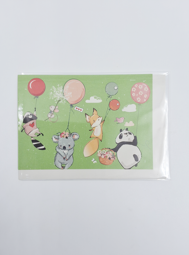 Wenskaart dieren met ballon (F10055)