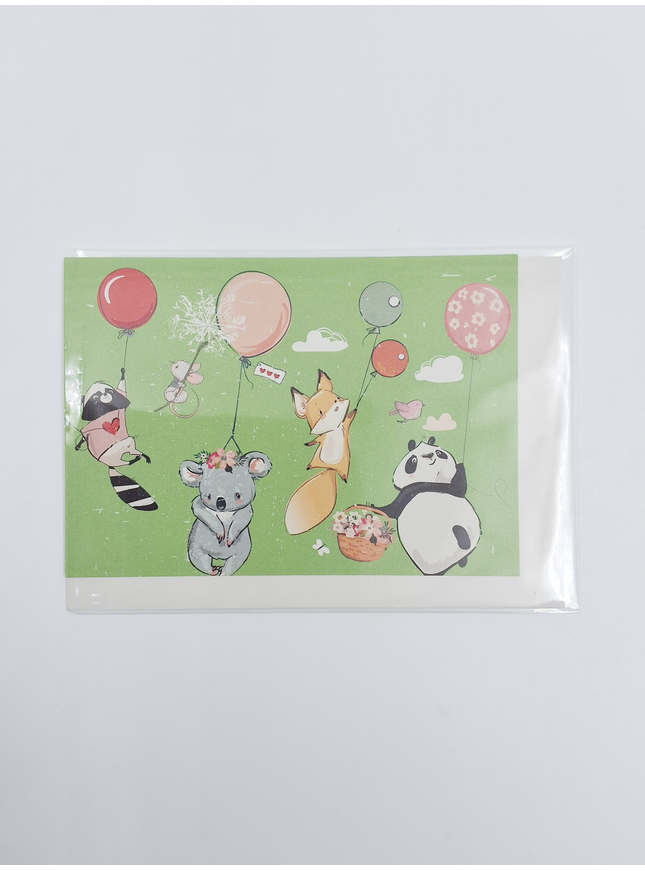 Wenskaart dieren met ballon (F10055)