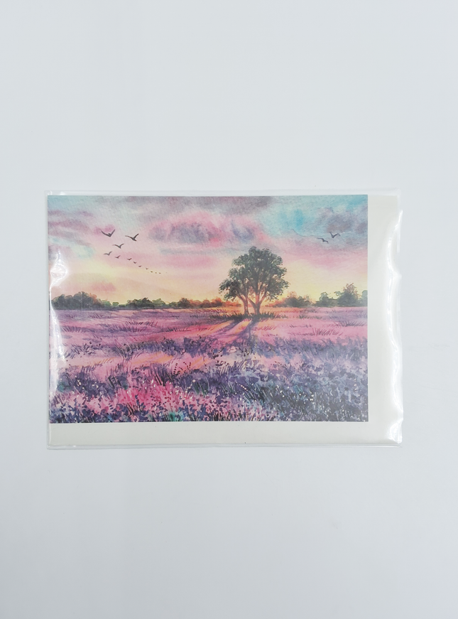 Wenskaart purperen heide (F10056)