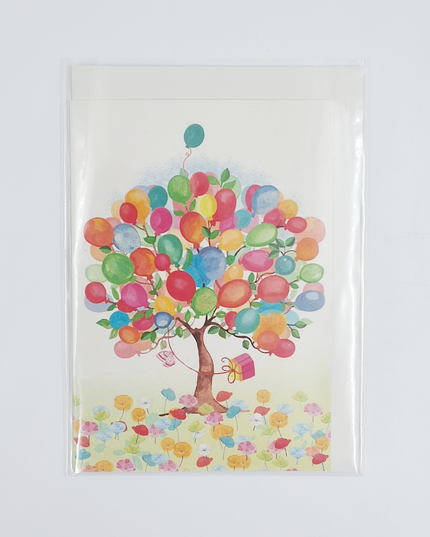 Greeting card tree full of balloons (F10057)