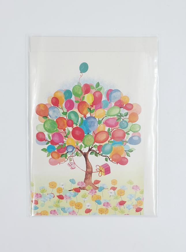 Wenskaart boom vol met ballonnen (F10057)