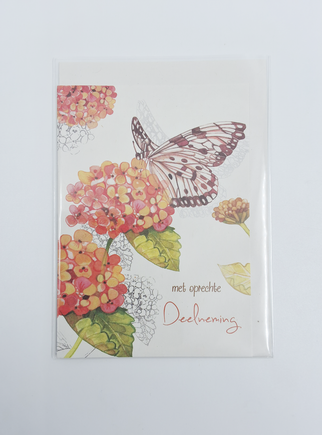 Wenskaart vlinder, met oprechte deelneming (F10060)