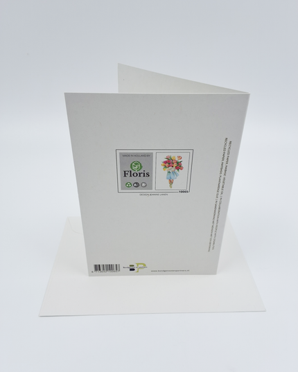 Wenskaart meisje met tulpen (F10065)