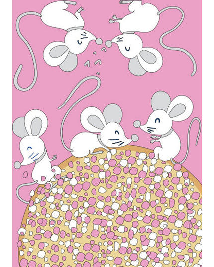 Greeting card pink 'beschuit met muisjes' (F10077)