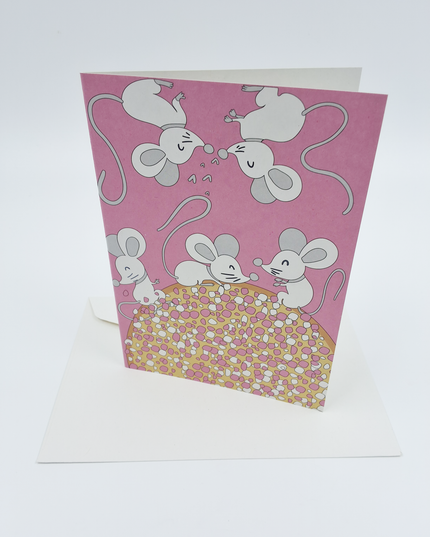 Greeting card pink 'beschuit met muisjes' (F10077)