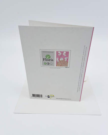 Greeting card pink 'beschuit met muisjes' (F10077)