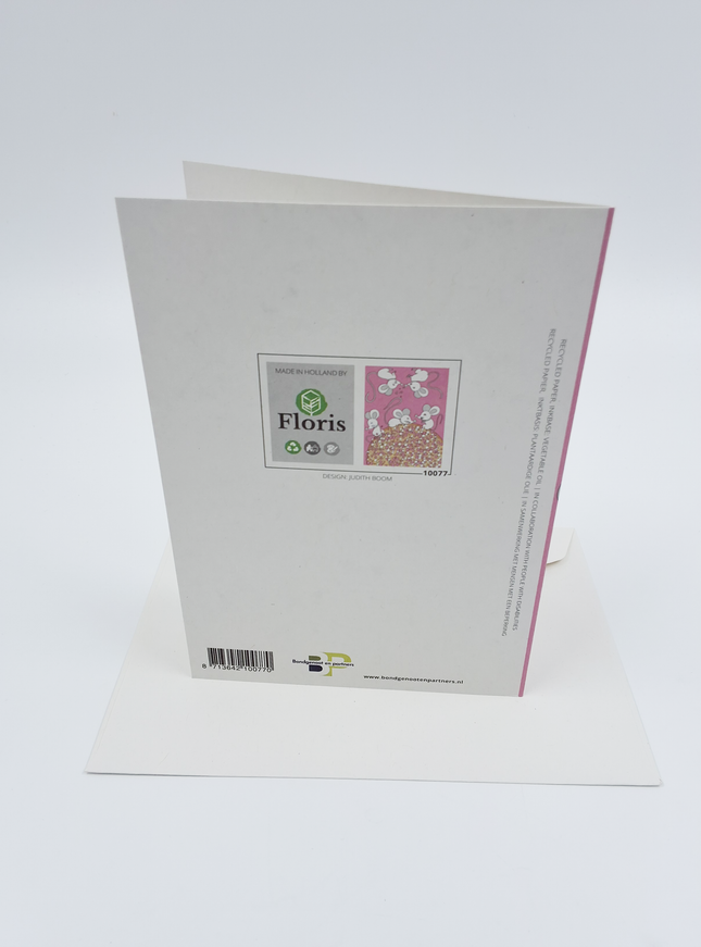 Wenskaart roze beschuit en muisjes (F10077)