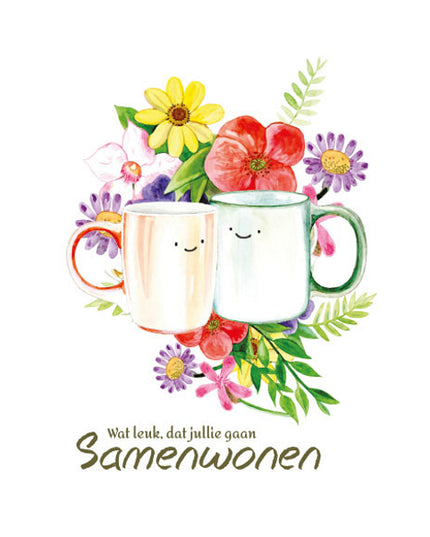 Greeting card mugs moving in together (F10078)
