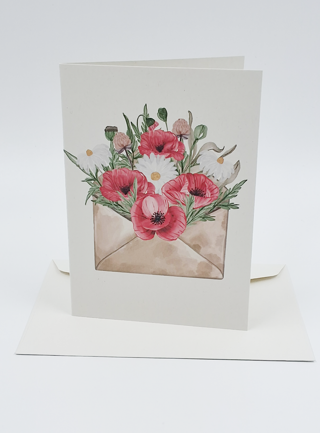 Wenskaart enveloppe met bloemen (F10079)